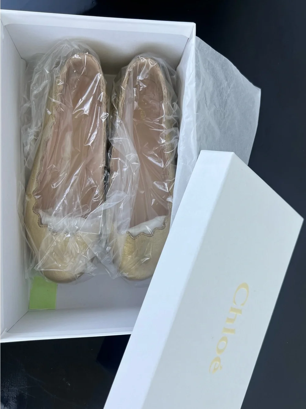 Chloe Kids Girls Lauren Scalloped Leather Ballet Flats, Gold ,32 EU